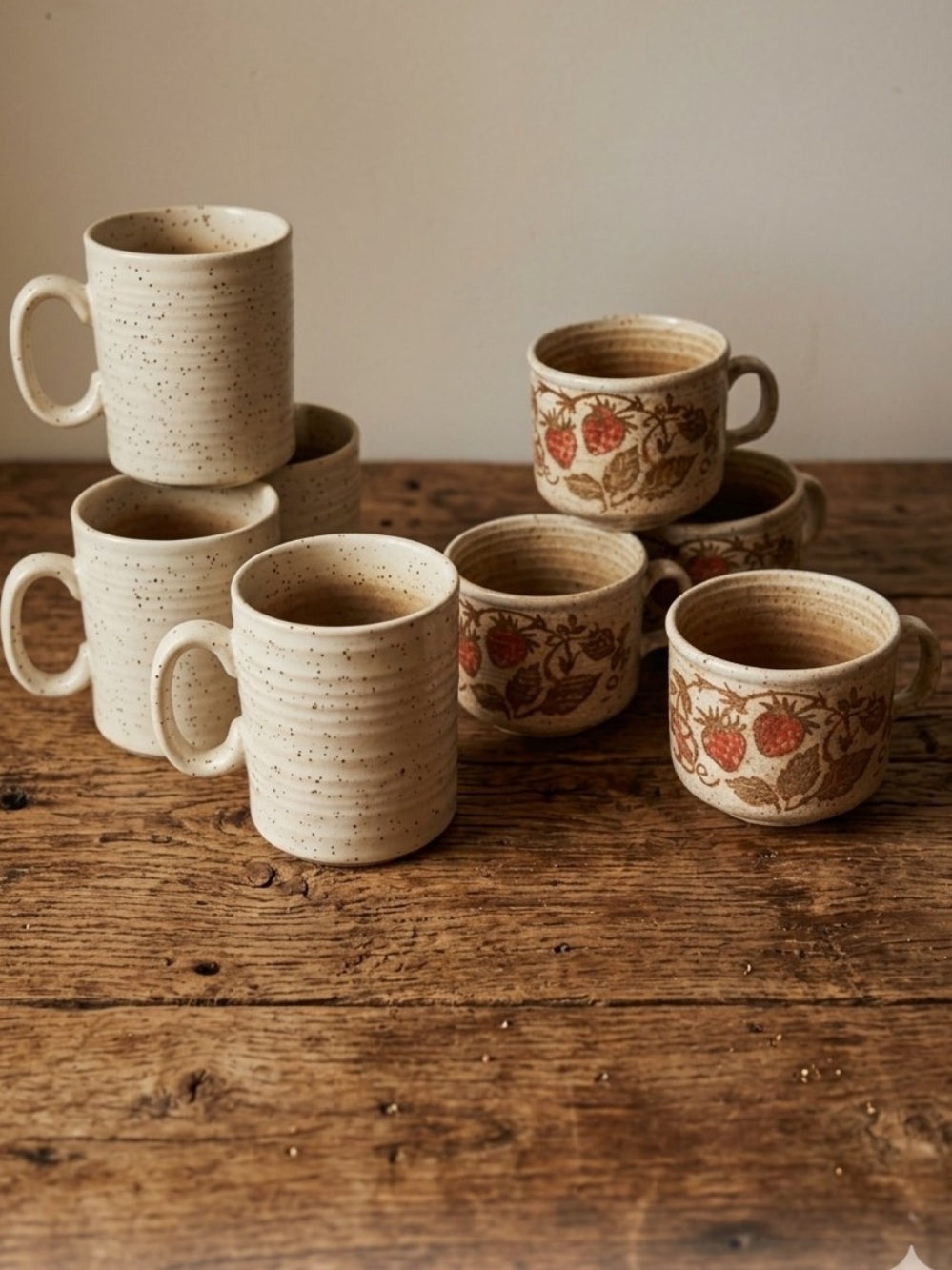 CHURCHILL ENGLAND Speckled Cream & Strawberry stonewear Mugs - Set of 8
Vintage